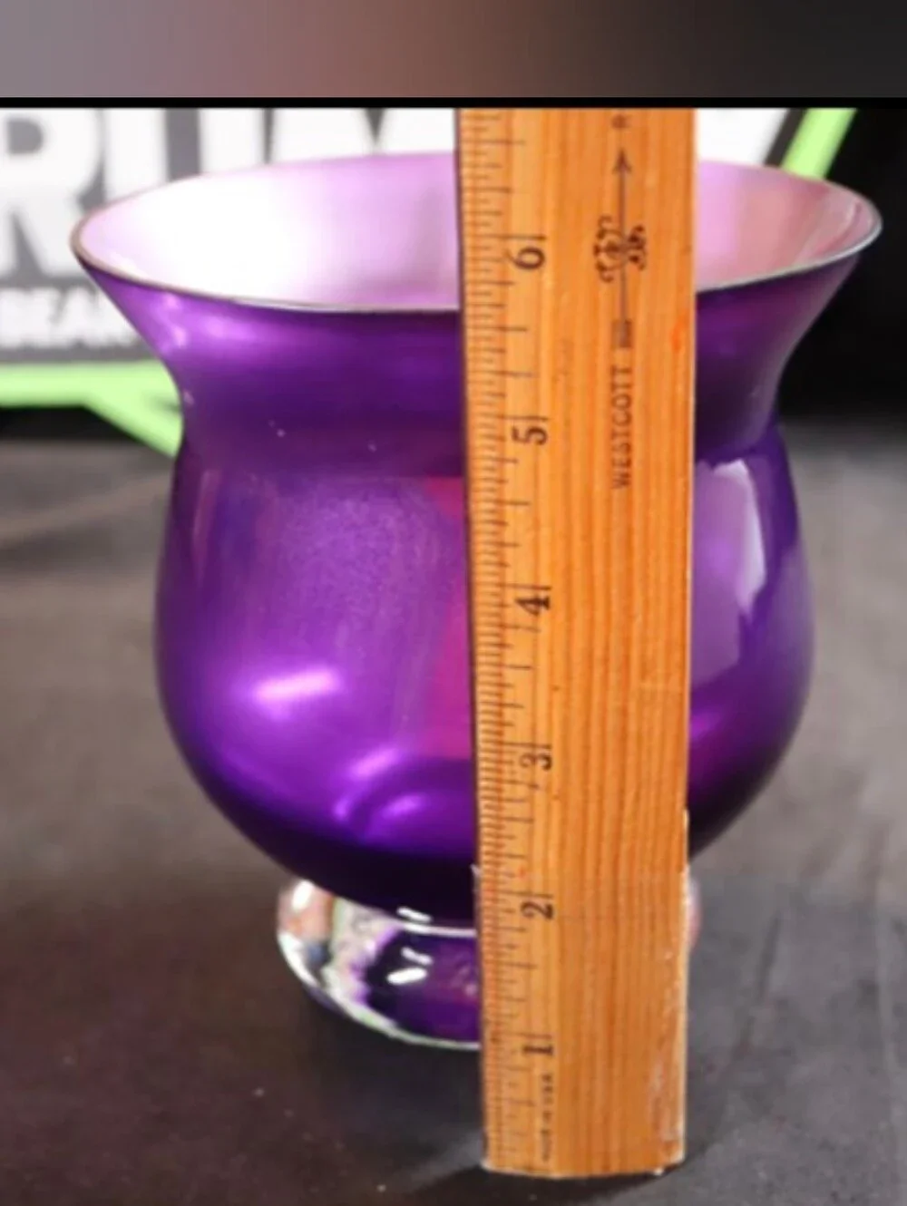 Vintage Partylite Amethyst Flared Rim Clear Pedestal Base Candle Holder/Vase 5.5